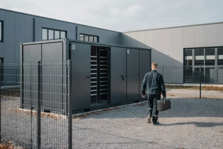 technik przy stacji transformatorowej